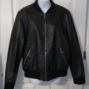 Express Women's Faux Leather Black Bomber Jacket Size XL